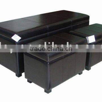 S/3 Faux Leather Storage Ottoman