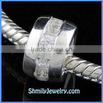 Wholesale 925 Sterling Silver White Crystal Spacer Beads BCZ54B