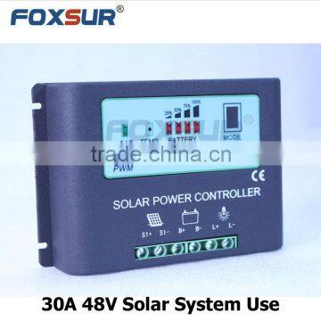 30A PWM Solar Panel Charge Controller 48V with LED indicate the batttery Capacity Off Grid PV Controller Solar Aluminum housing