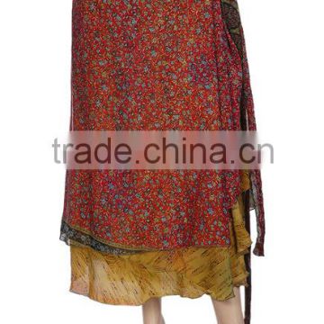 2014 Indian Silk Sari Magic Wrap Skirts Long