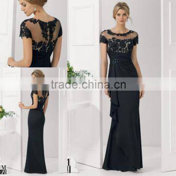 HA-004 2015 Beautiful Charming Scoop Short Sleeve Celebrate Dress A-Line Appliques Prom Quinceanera Dress