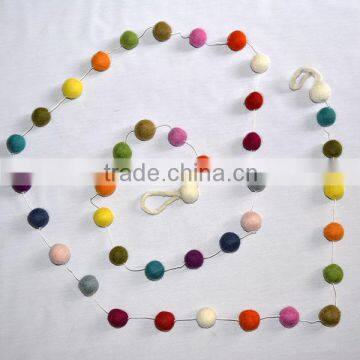 Multicolor Woolen Felt Ball Garlands for Christmas decoration