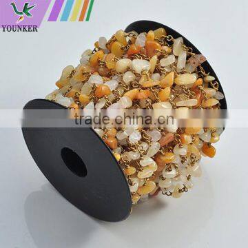 Gemstone Beaded Rosary Chain Wholesale,wire Wrapped Beaded Chain photo-2