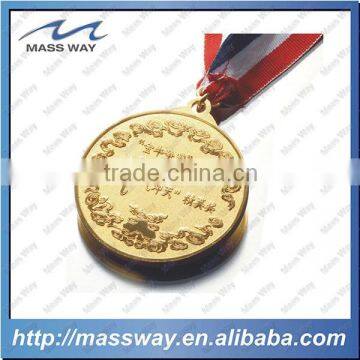 souvenir custom embossed cattle shape 3D metal gold medal