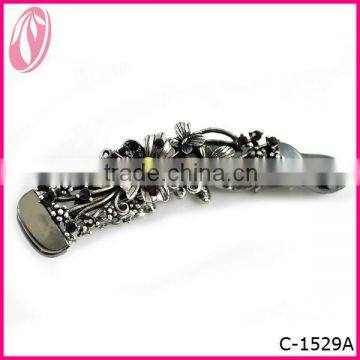 America popular antique metal rhinestone flower banana hair clips for women