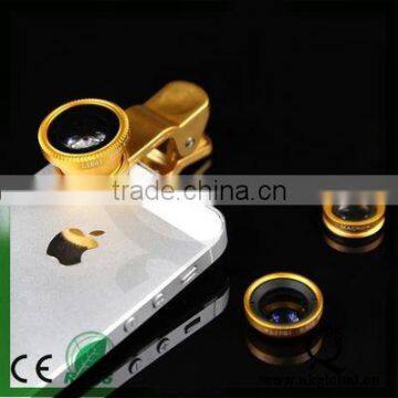 Phone camera accessory clip mobile phone lens 3 in 1 lens macro wide angle fisheye lens for Samsung iphone