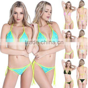 Hot Women Sexy Lace Bilayer Bandeau Bikini Beach Swimsuit Bathing Suit