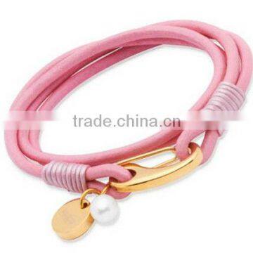 2013 fashion pink leather wrap bracelet women bracelet charms vners