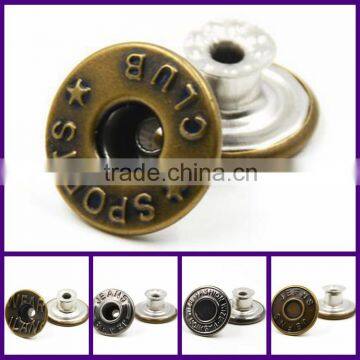 Metal Embossed Garment snap fasteners for leather