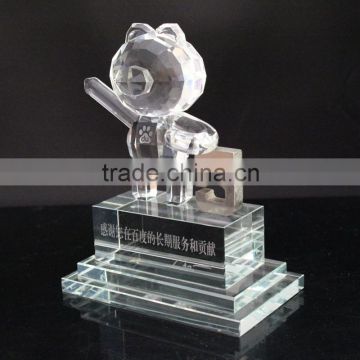 2016 Custom Bear Shaped Crystal Glass Trophy Medals on sale