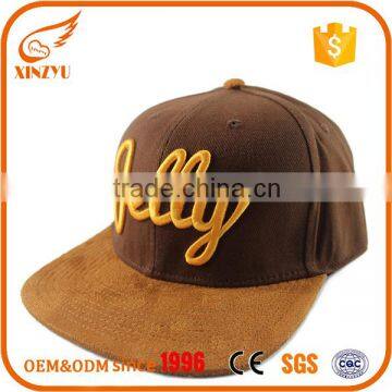 Custom cheap 6 panel flat peaked leather 3D embroidery snapback caps