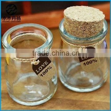 100ml pudding glass bottle with wood cork glass milk bottle for sale