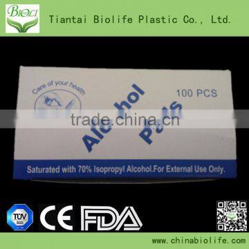 Alcohol prep pads saturated with 70% isopropyl alcohol