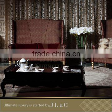 JT03-04 Handcrafted Artistic Coffee Table with Petals Edge Diamond Pattern Extending High-end JL&C Luxury Home Furniture