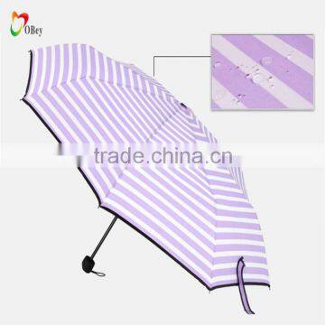Stripe Hand Open Folding Umbrella in Purple Color photo-5