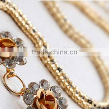 new hot-selling ladies and women elegant golden diamante rhinestone corn chain or link with lobster clasp