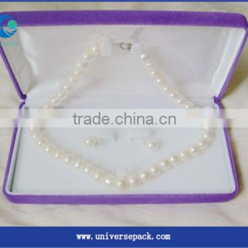 Clients Custom Pearl Necklace Lilac Flocking Box Wholesale Goods