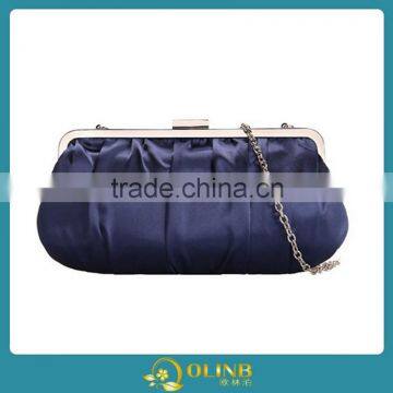 Pleated Satin Blue Women Party Evening Bag