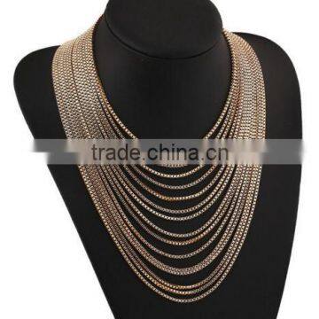 Vintage Classic Multi Layer Gold Chain Bib Chunky Choker Necklace Pendant Jewelry