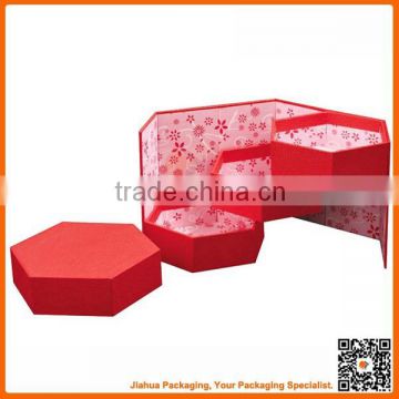 high quality hexagon foldable storage paper box with lid