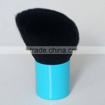 Blue handle angled synthetic hair shape cosmetic kabuki brush