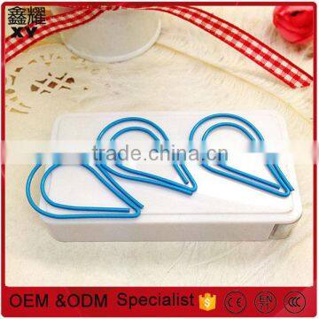 good quality customer logo water drop shape paper clips with platic box