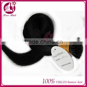 Unprocessed 100% human hair i tip hair extensions