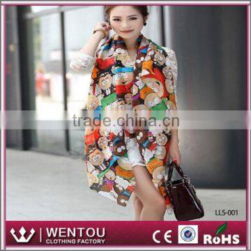 Hot selling new characters chiffon cartoon scarf wholesale