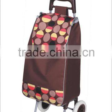 Colorful foldable shopping trolley bag with wheels