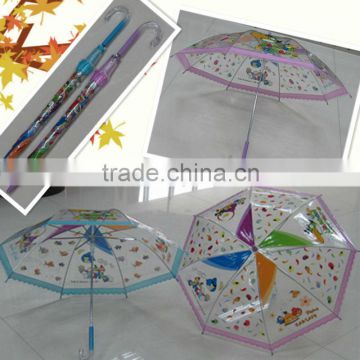 lovely printed 19" * 8K Transparent POE Umbrella For Kid