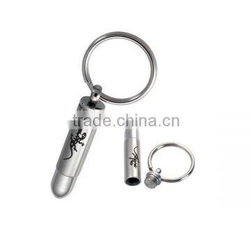 SRA2003 Wholesale Alibaba Bullet Shape Gecko Stroll Logo Keychain Stainless Steel Cremation Jewelry Key Ring