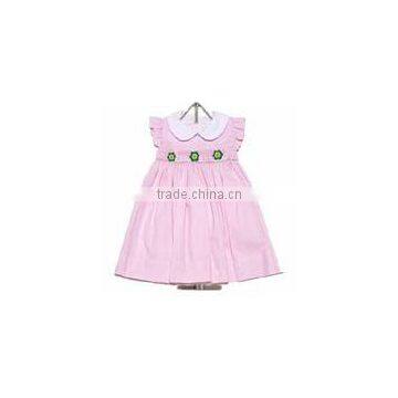 baby toddler girls pink check smocked float dress white collar little girls dresses