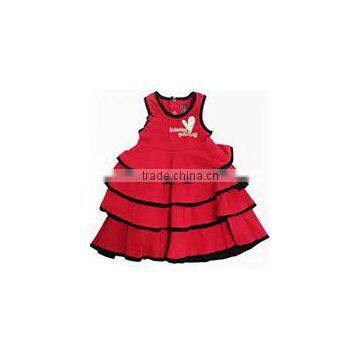 Dress baby girls custom logo imprinted baby girl dress red ruffle little girls clothes