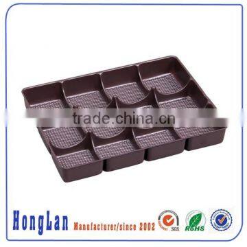 Hot sales disposable custom food tray Good Style Brown Plastic Inserted chocolate Tray