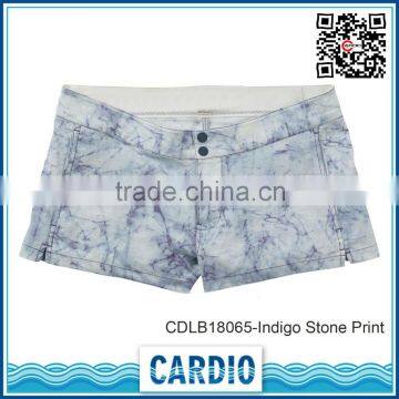 fashion hot custom Indigo Stone Print hot selling girls custom made swimming trunks