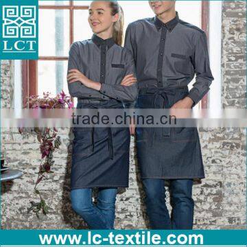 restaurant uniform waitress denim jeans waist aprons with pockets