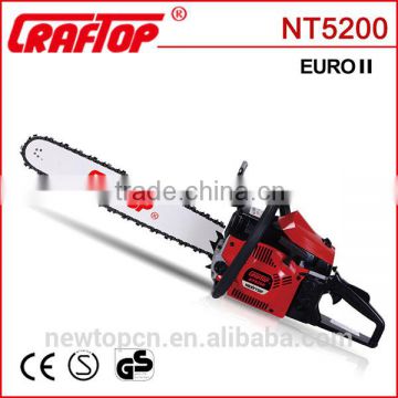 CE certified 52cc 2 stroke gasonline chain saw NT5200 for wood cutting