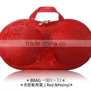 Newest design RED bra bag ,Elegant bra travel bag ,EVA underwear bag