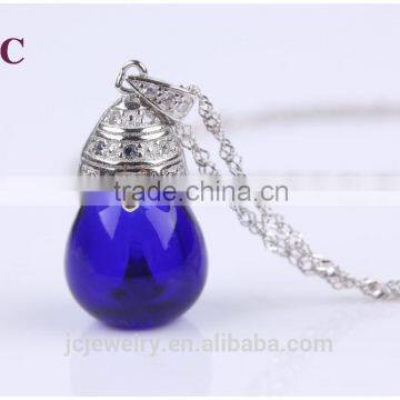 Sterling Silver Necklace Pendant Essential Oil Diffuer Pendant Glass Jewelry 925 Wholesale