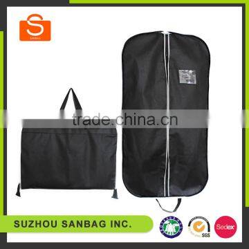 Eco-friendly black hanging nonwoven garment bags, nonwoven suit cover