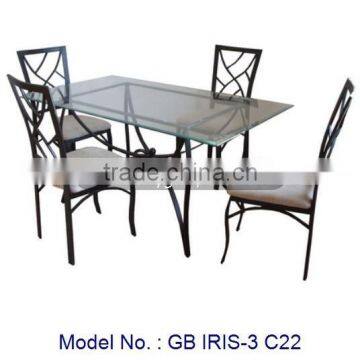 Glass top Metal Dining Set, Metal Furniture, Glass Table