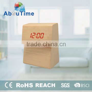 Modern cheap wooden LED digital alarm clcok for home decoration