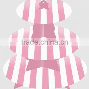 3 Tier Cardboard Pink Party 3 Tier Stripes Cupcake Stand Cup Cake Stand Cupcake Stand Holder Tower Tree Pink Polkadots