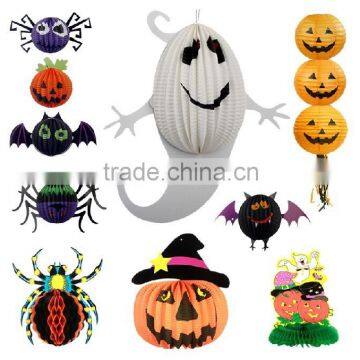 YIWU Vintage Paper Art Halloween Honeycomb 3D Hanging Decorations Lantern Spider Ghost Bat Pumpkin witch Cat