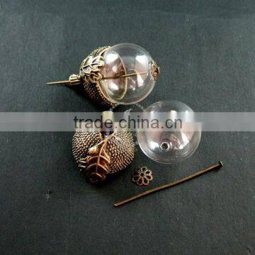 vintage style antiqued bronze oak nut 18mm glass beads dome set DIY pendant charm supplies 1810381