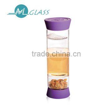 patented honey comb strainer high borosilicate glass cup with silicon cap and sleeve N6478