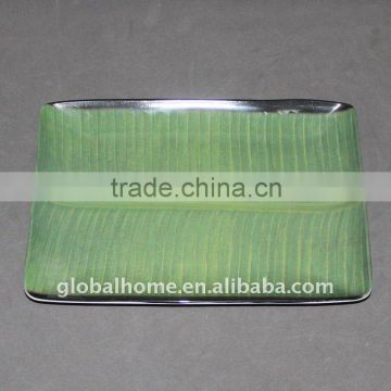 green plate leaf shape plate rectangle