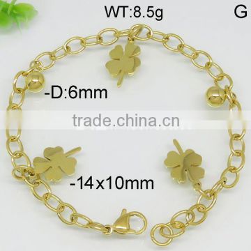 Lovely clover stainless steel gold plating bracelet clasp