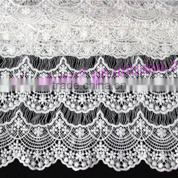New Scallop Shape Viscose Cotton Fabric, Hot Sales White Knitted Flower Cotton Fabric for Dress