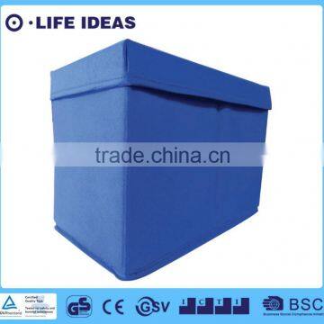 non-woven fabric pure color printing foldable storage box blue